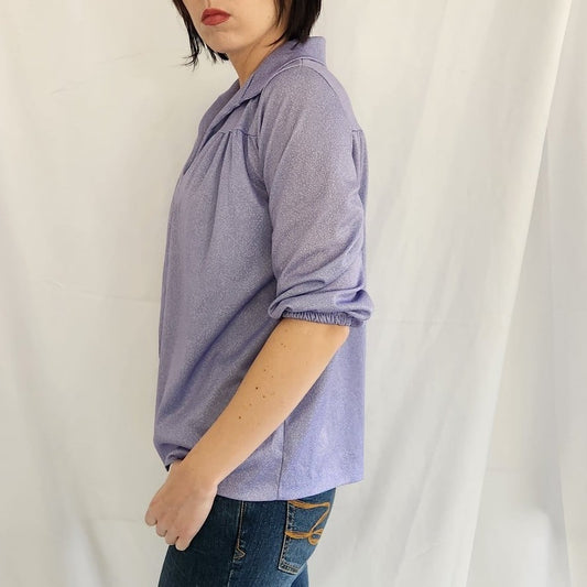 70s Purple Three Quarter Sleeve Blouse