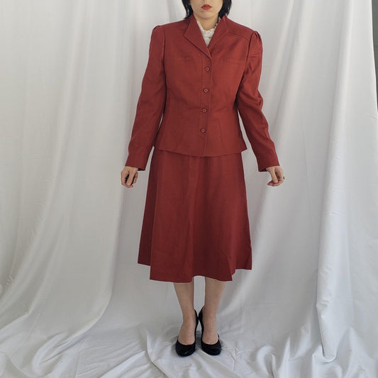 70s/80s Deadstock Rust Colored Skirt Suit