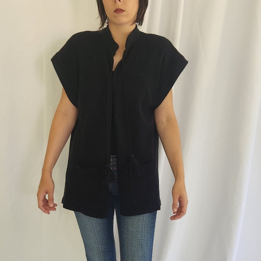 70s Black Sweater Vest