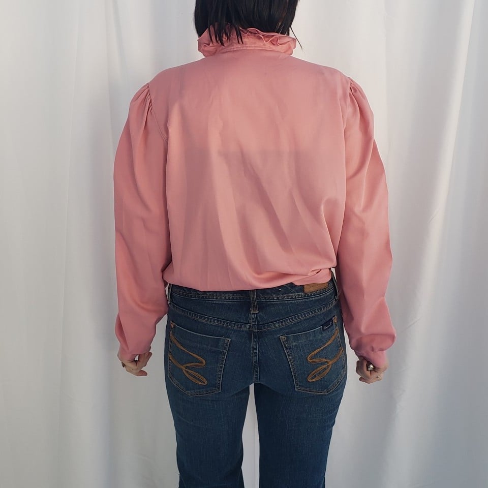 70s/80s Pink High Neck Button Down