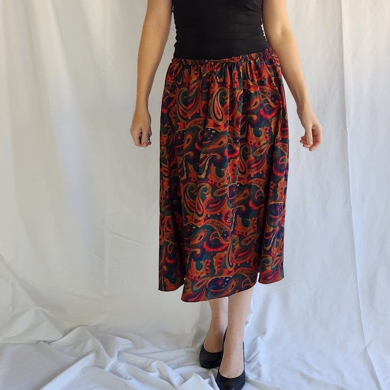 80s Red, Blue, Green, and Tan Skirt Set