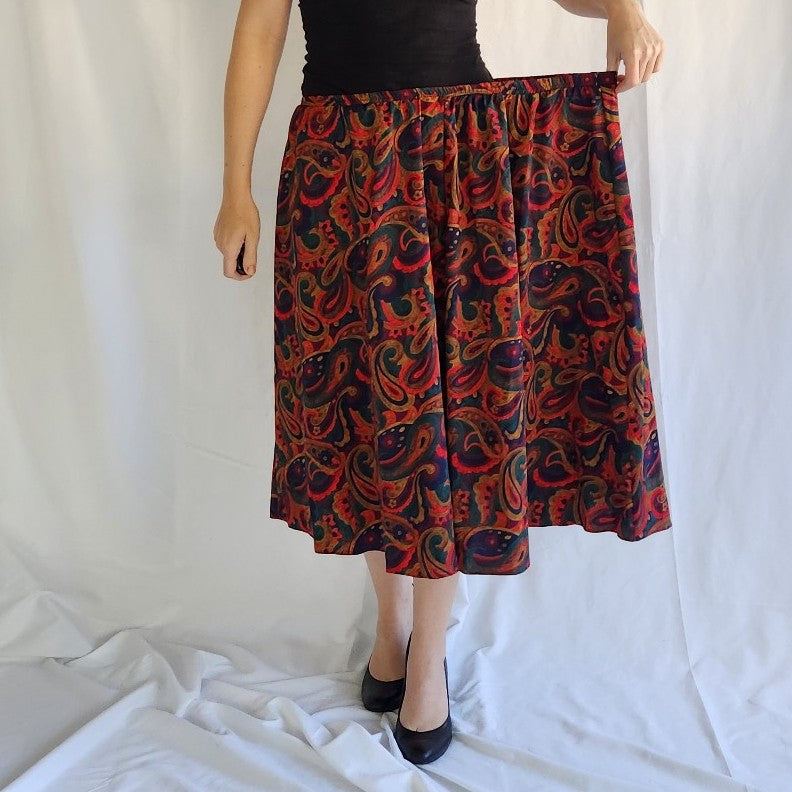 80s Red, Blue, Green, and Tan Skirt Set