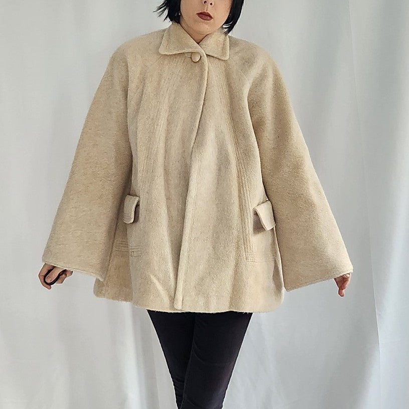 60s Beige Cropped Swing Coat