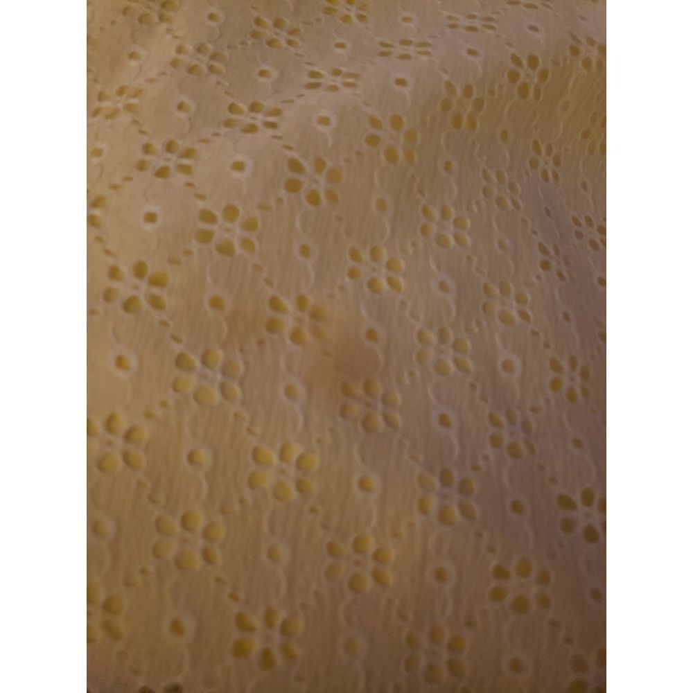 70s Yellow and White Eyelet Lace Maxi Dress