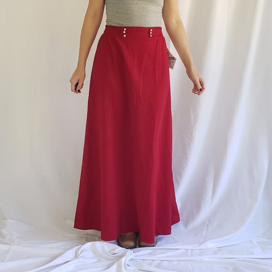 70s Deadstock Red Maxi Skirt