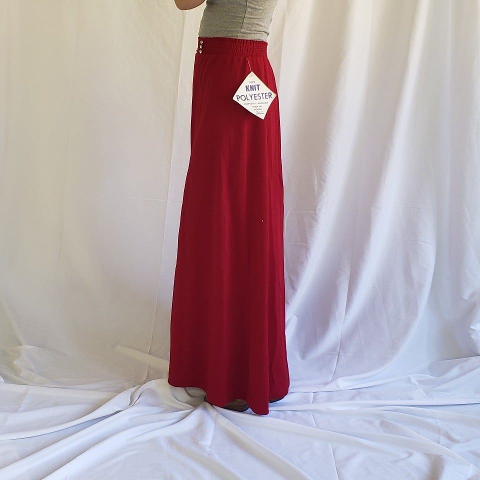 70s Deadstock Red Maxi Skirt