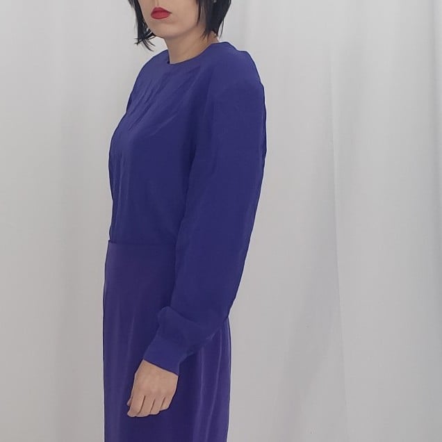 80s Purple Silk Button Down Blouse