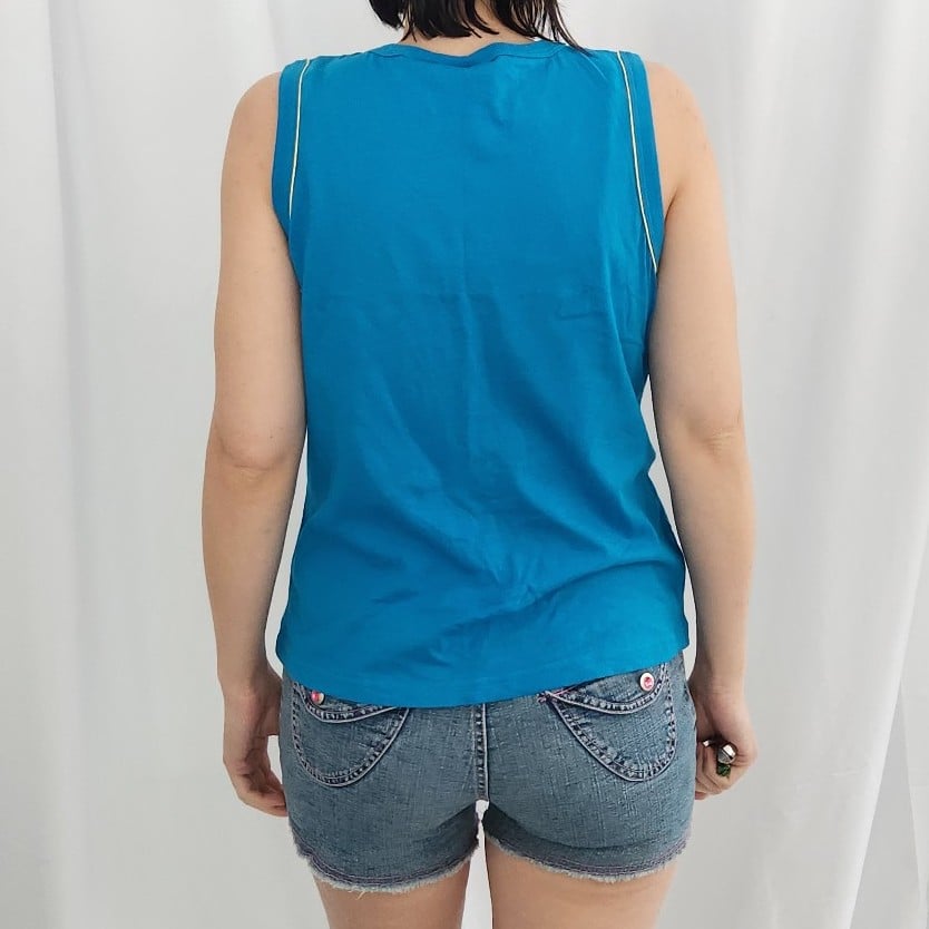Y2K Deadstock Blue Tropical Graphic Tank