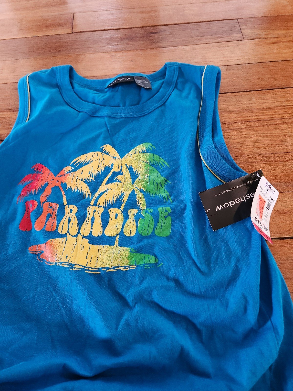 Y2K Deadstock Blue Tropical Graphic Tank
