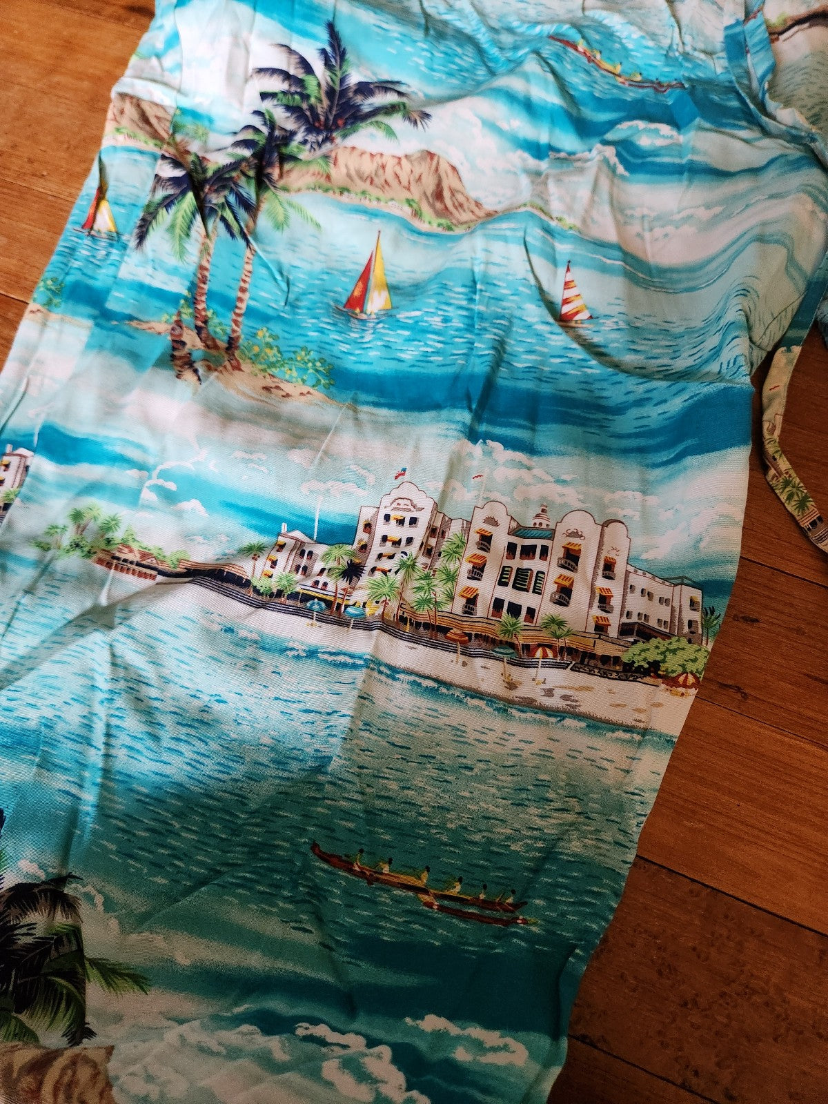 90s/Y2K Beach Print Rayon Pants