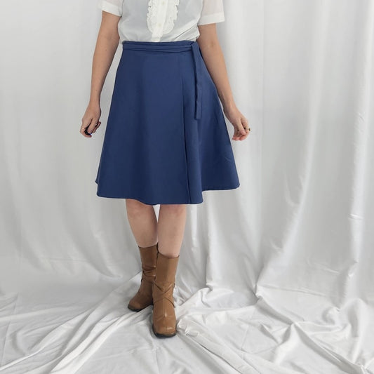 70s Slate Blue Hand Made Wrap Skirt