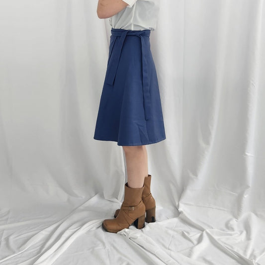 70s Slate Blue Hand Made Wrap Skirt