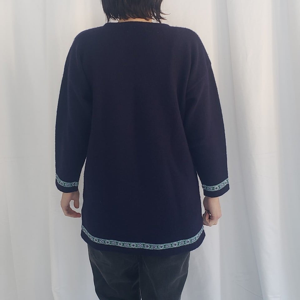 90s/00s Blue Wool Floral Sweater