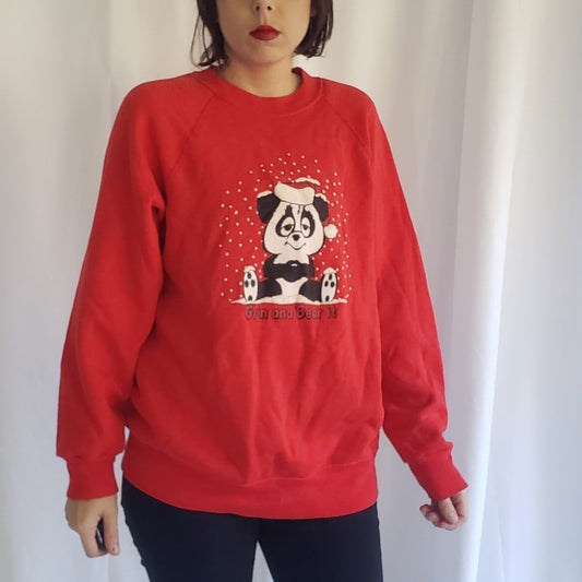 90s Red Panda in the Snow Christmas Sweatshirt