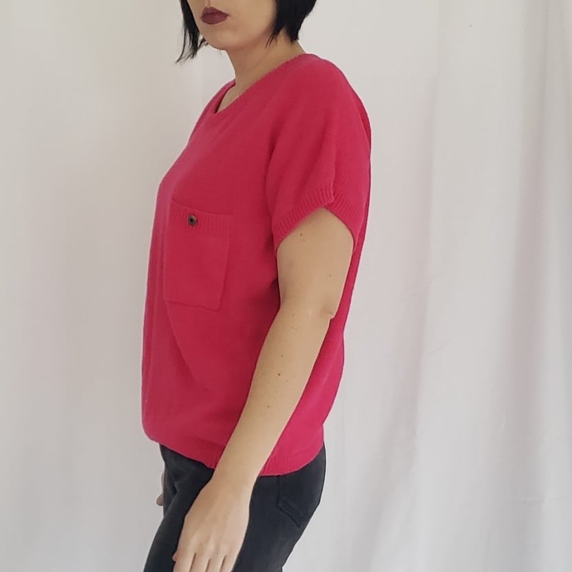 80s Pink Short Sleeve Sweater