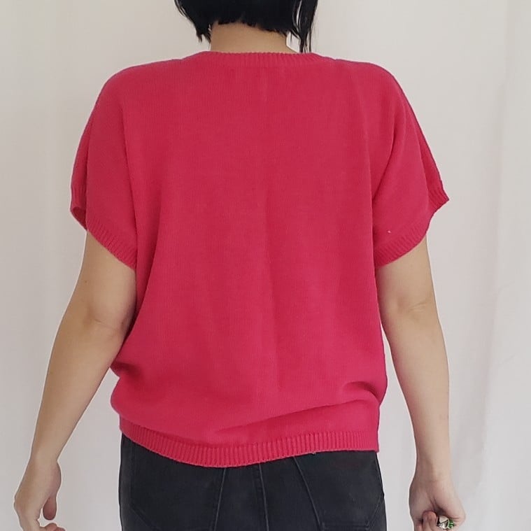 80s Pink Short Sleeve Sweater