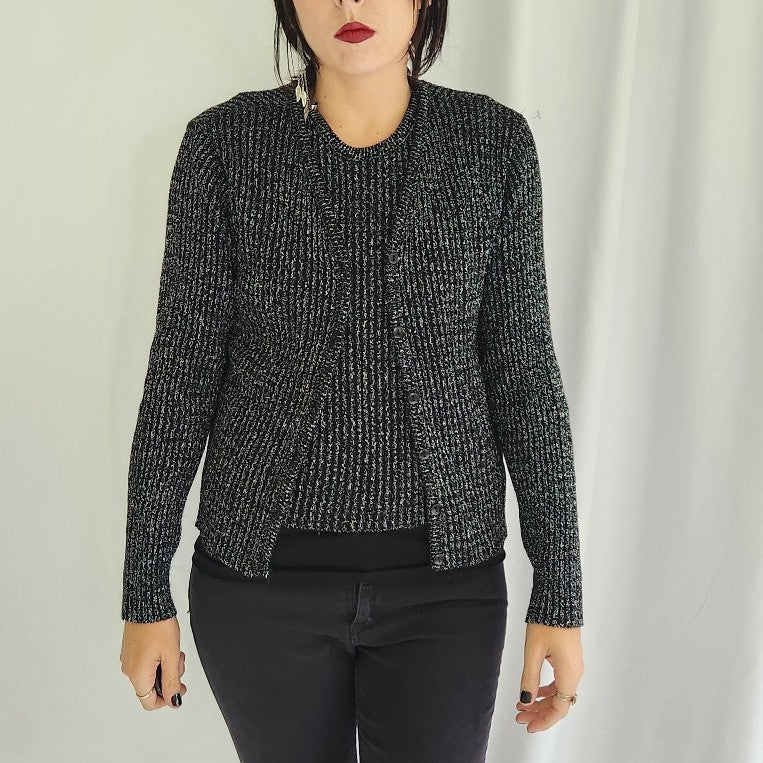 90s Black and Silver Sweater Set