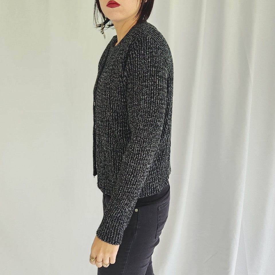 90s Black and Silver Sweater Set