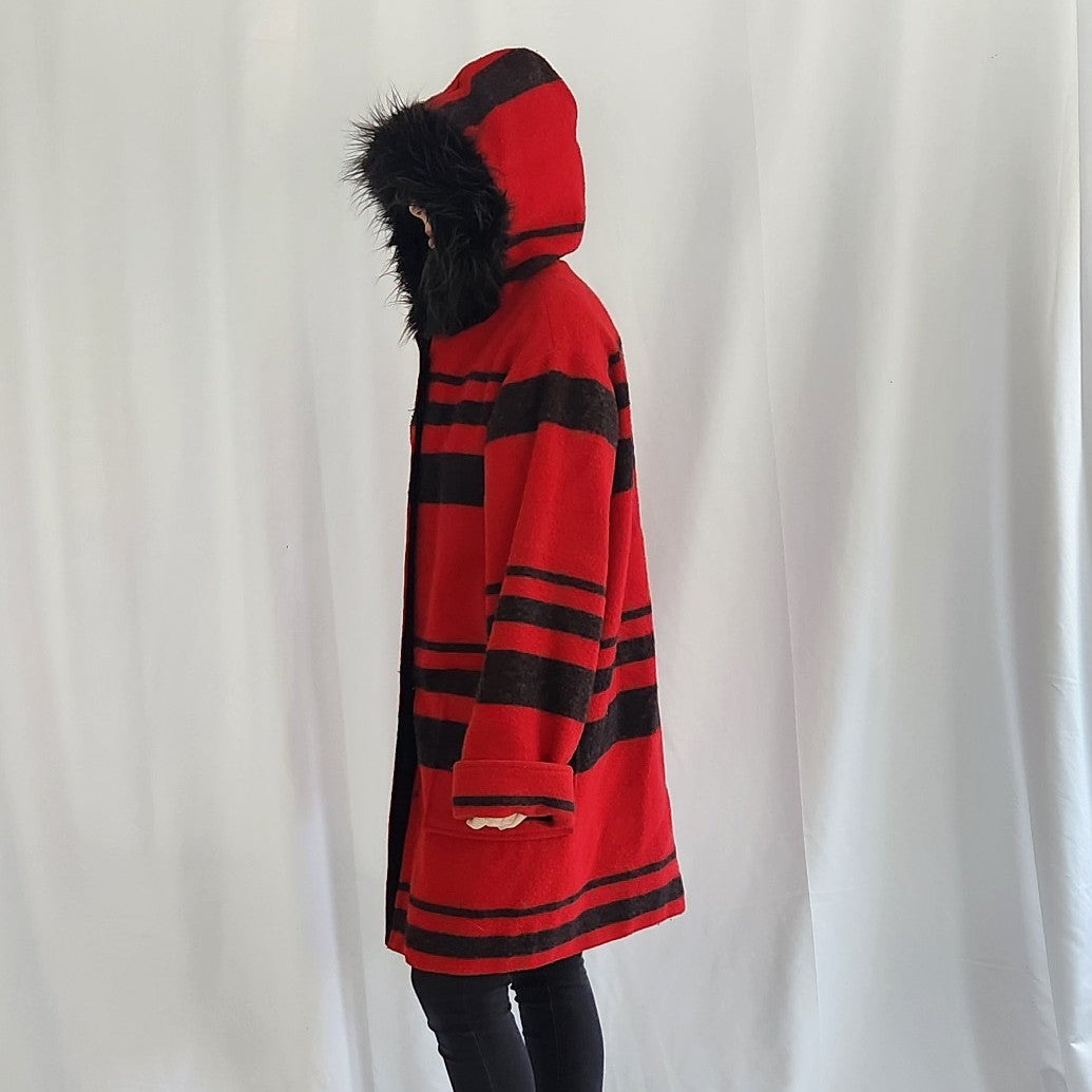 90s Black and Red Saddle Blanket Coat