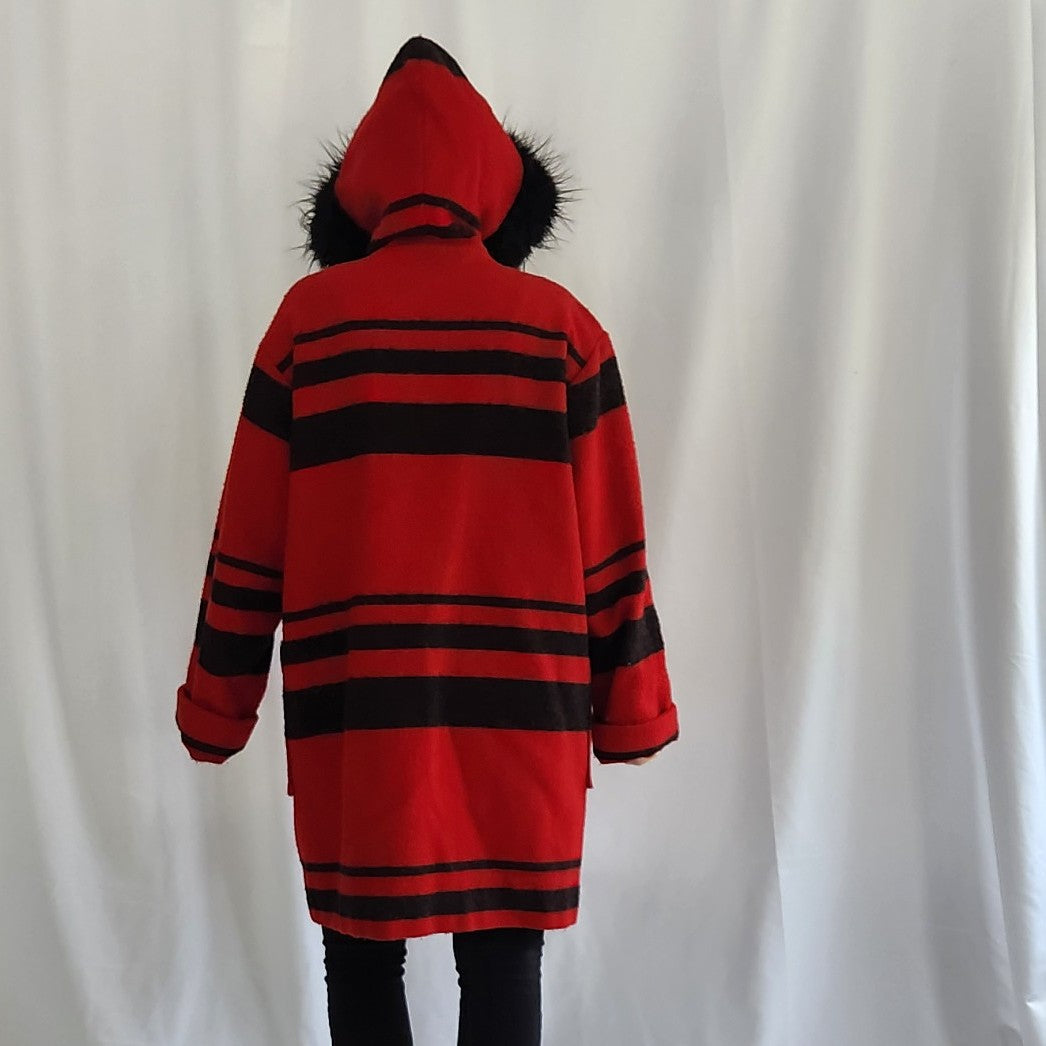 90s Black and Red Saddle Blanket Coat