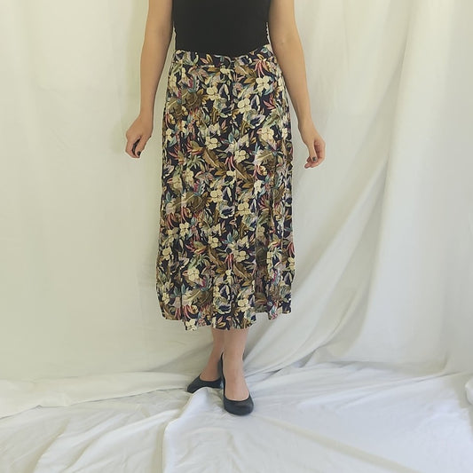 90s Floral Rayon Button Down Skirt
