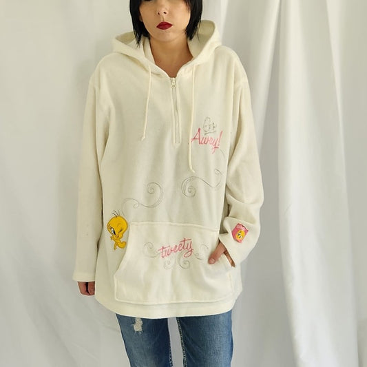 Y2K Tweety Bird Hooded Fleece Sweatshirt