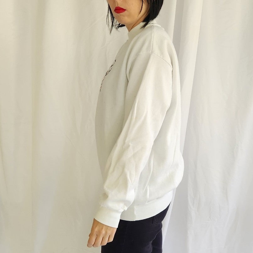 90s White Santa Crew Neck Sweatshirt