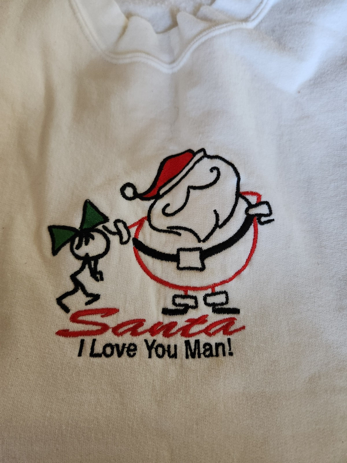 90s White Santa Crew Neck Sweatshirt