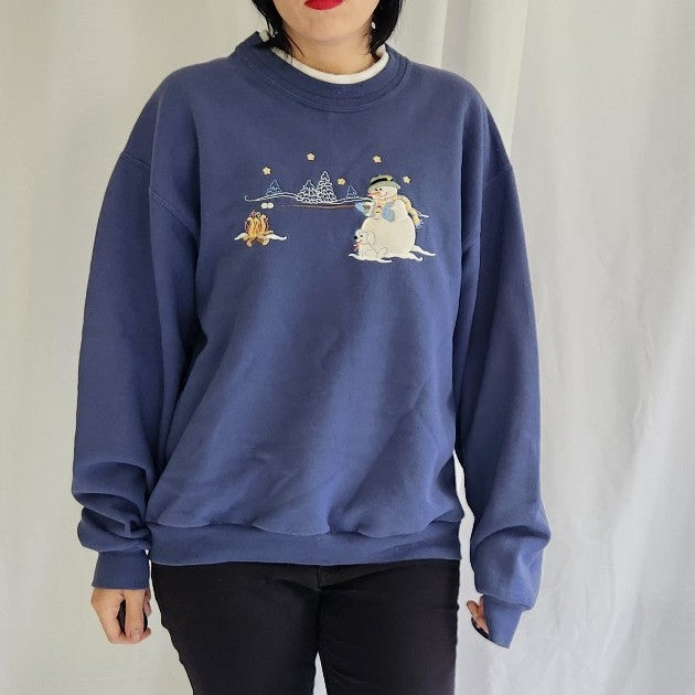 00s Snowman Roasting Marshmallows Sweatshirt
