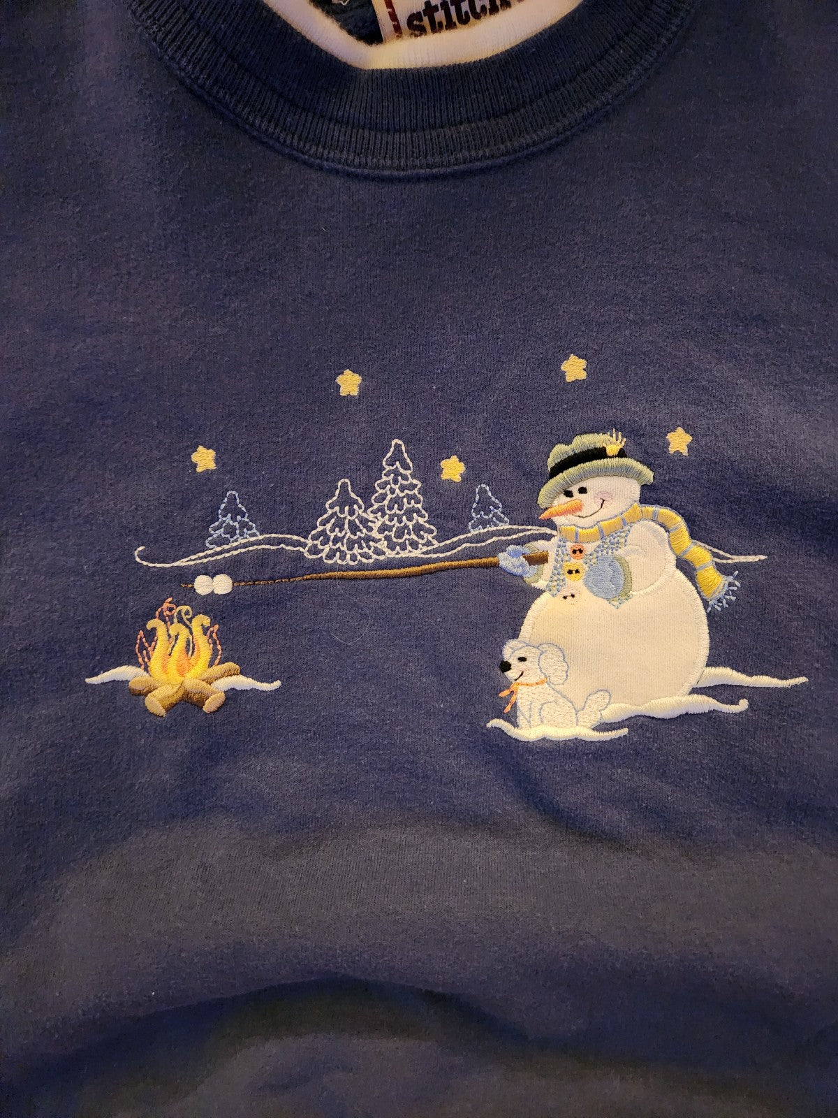 00s Snowman Roasting Marshmallows Sweatshirt