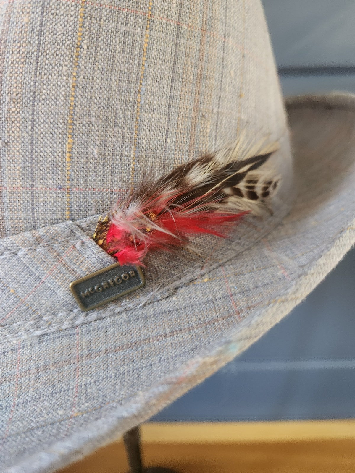 80s Brown and Tan Striped Fedora