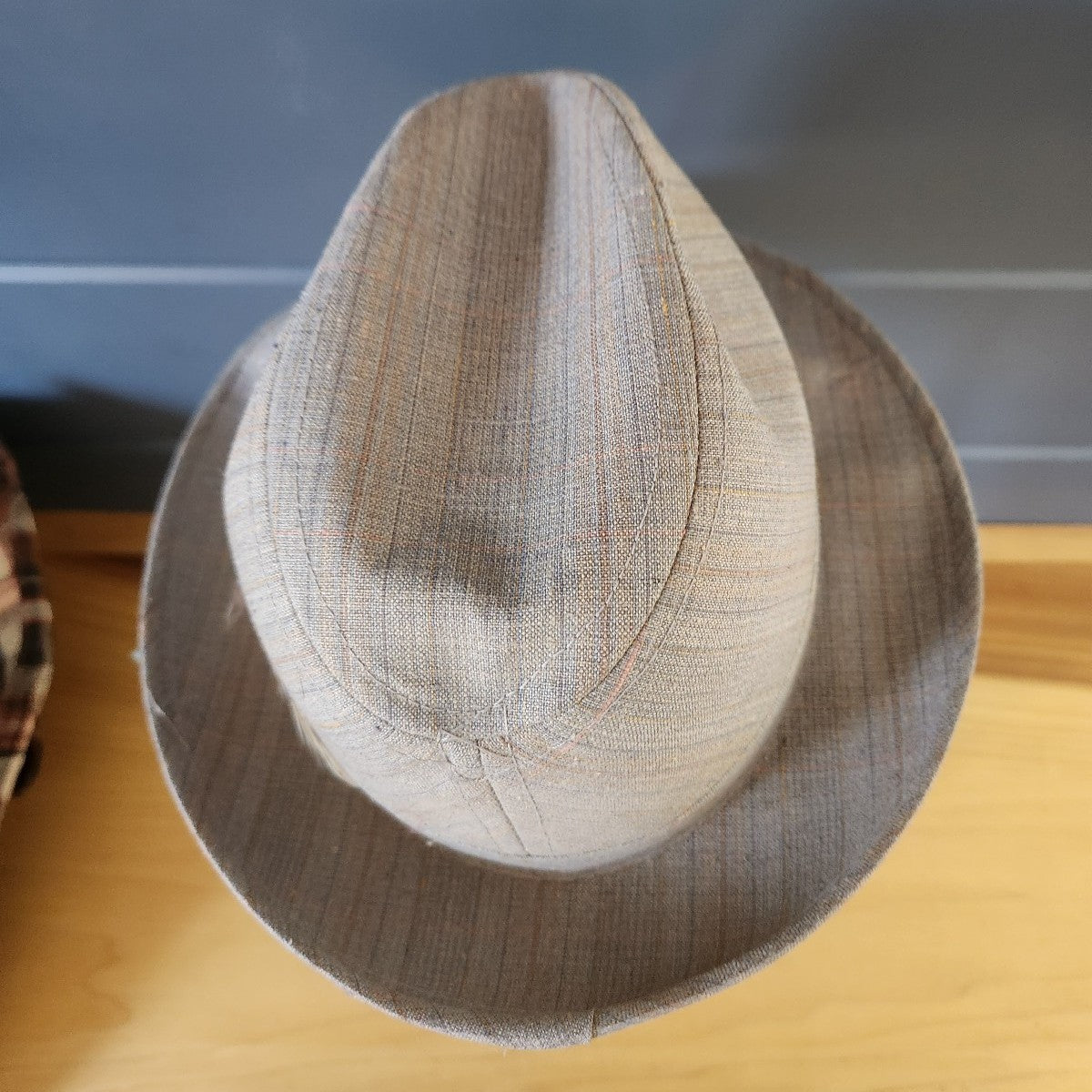 80s Brown and Tan Striped Fedora