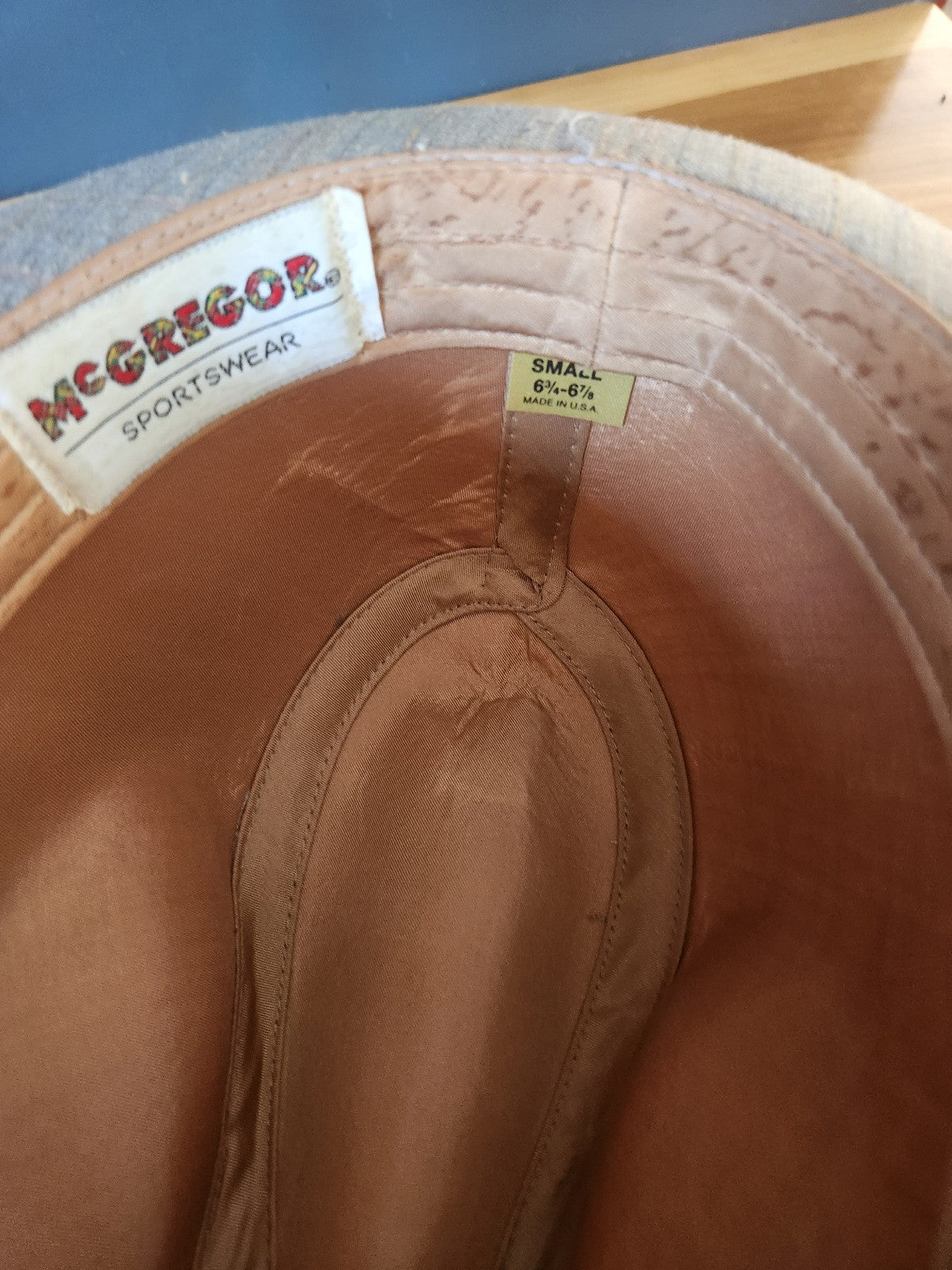 80s Brown and Tan Striped Fedora