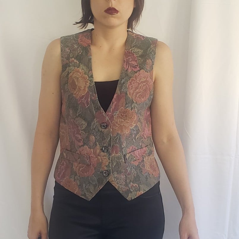 90s Floral Tapestry Vest