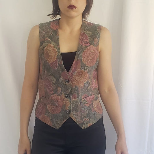 90s Floral Tapestry Vest