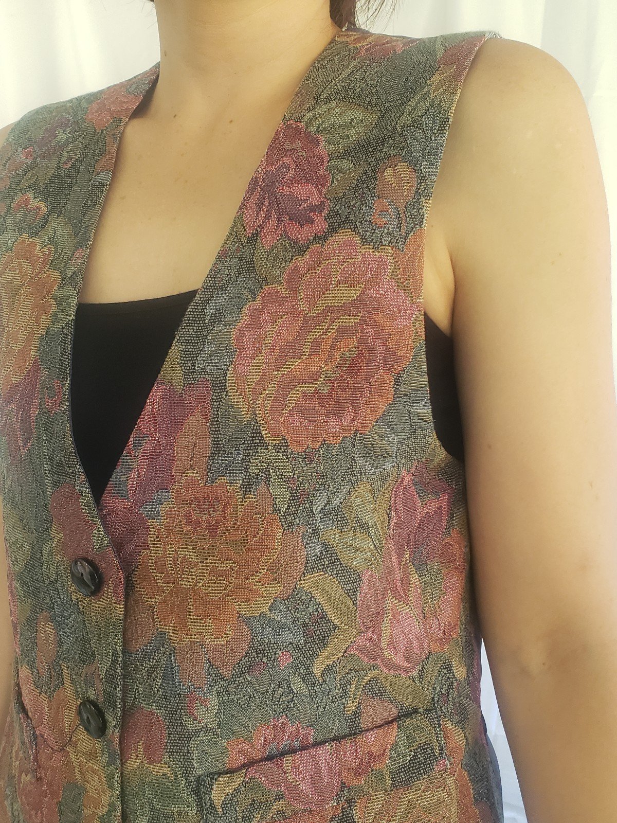 90s Floral Tapestry Vest