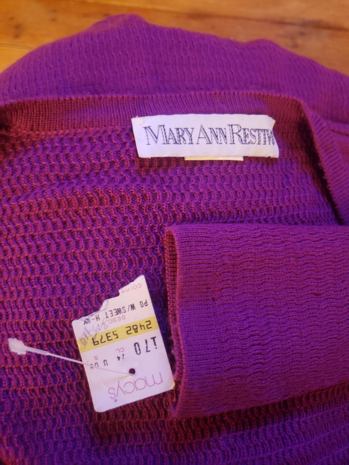90s Deadstock Purple Wool Long Sleeve Top