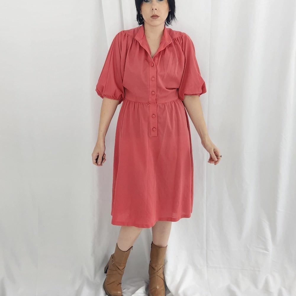 70s/80s Coral Day Dress