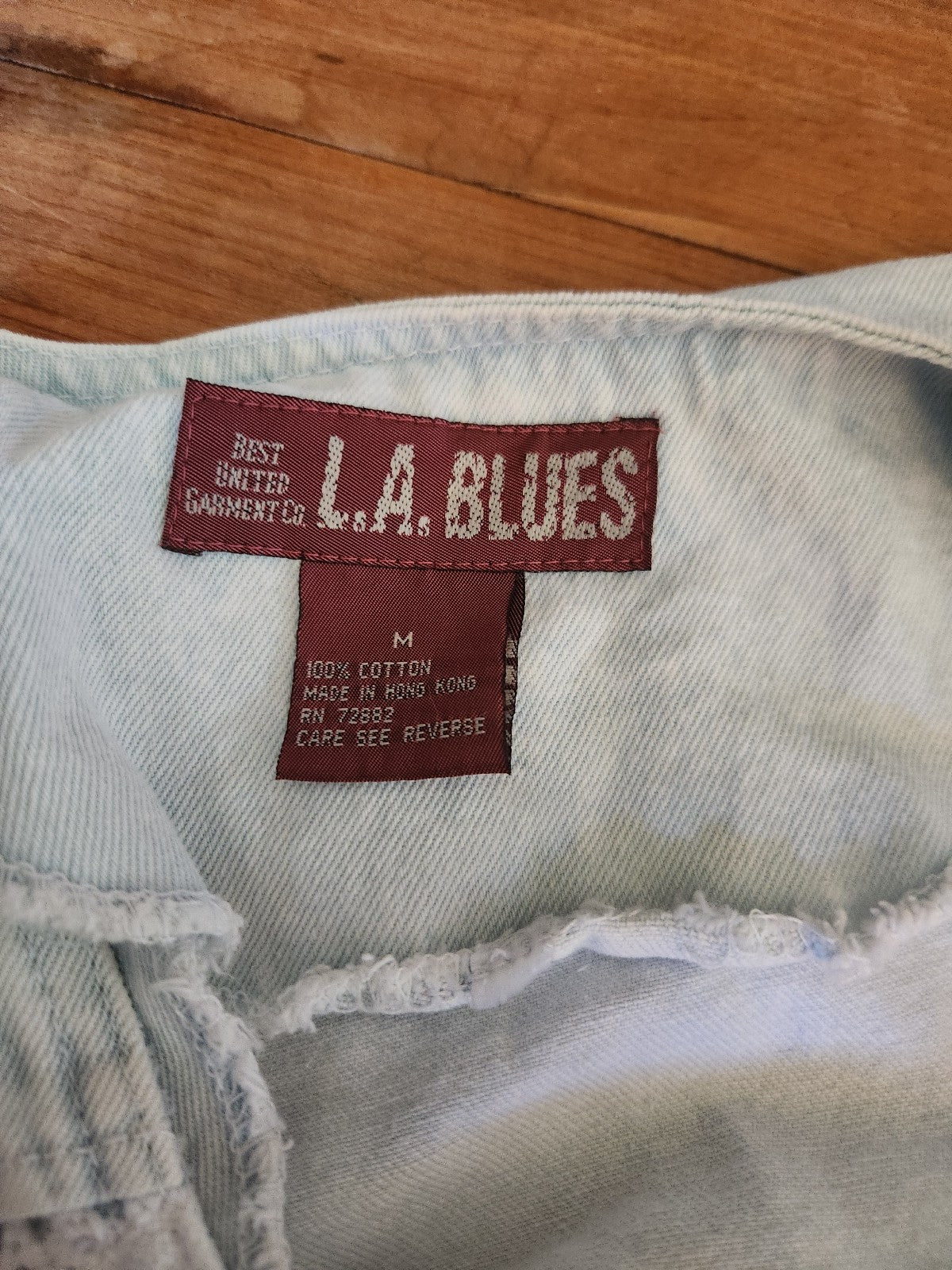 90s Light Wash Cropped Denim Top with Lace