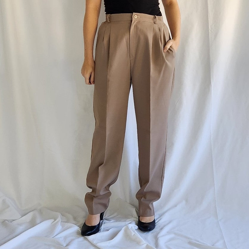 80s Khaki Pleated Trousers