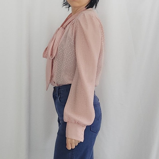 80s Pink Polka Dot Blouse