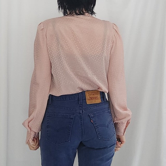 80s Pink Polka Dot Blouse
