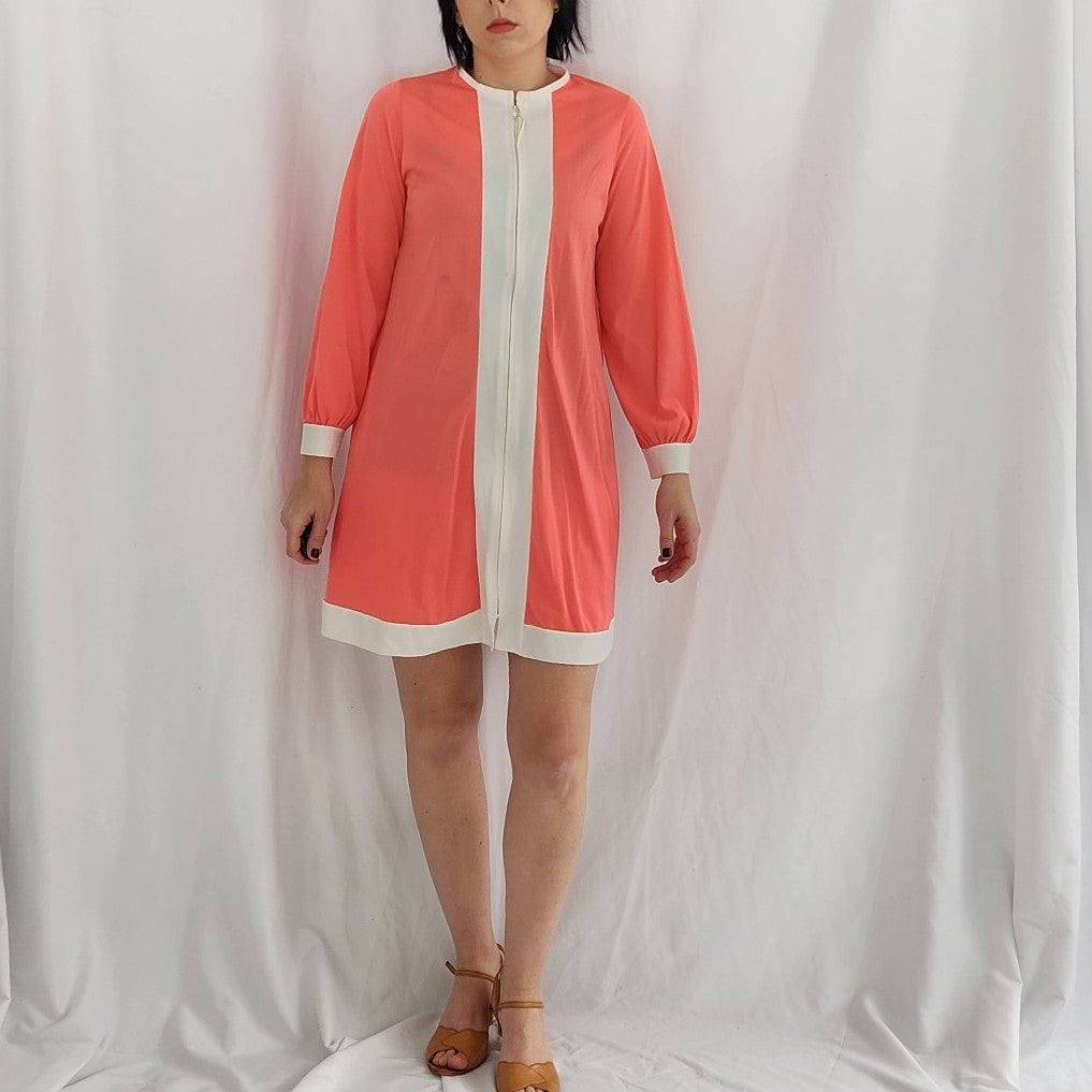 60s Hot Pink Mod Long Sleeve Mini Dress
