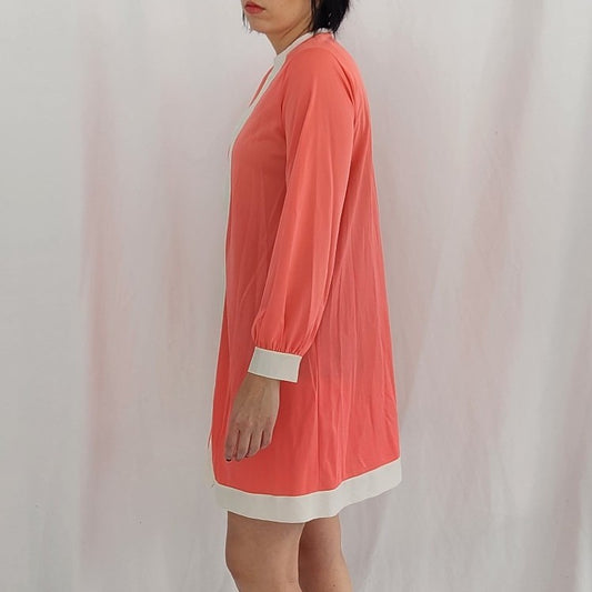 60s Hot Pink Mod Long Sleeve Mini Dress