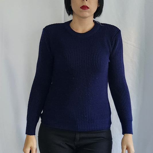 80s Blue Crew Neck Sweater