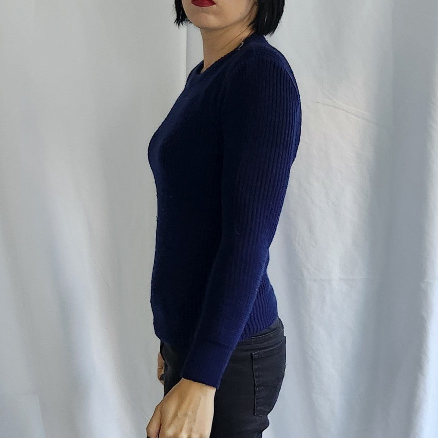 80s Blue Crew Neck Sweater