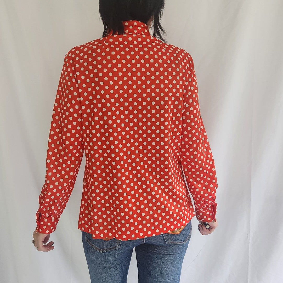 70s Red and White Polka Dot Blouse