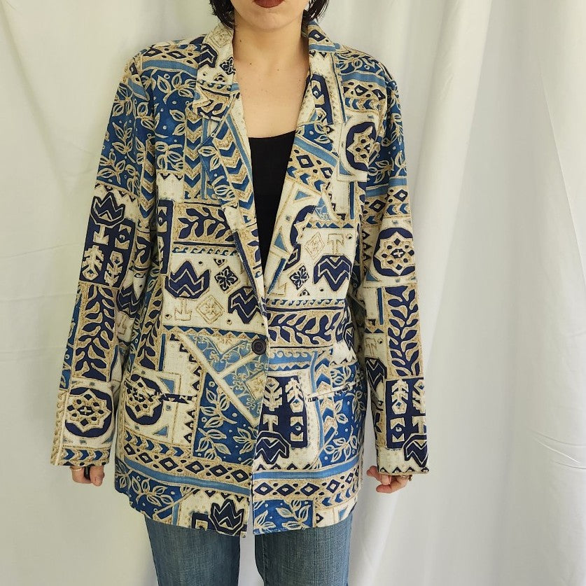 90s Blue and Tan Blazer