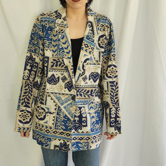 90s Blue and Tan Blazer