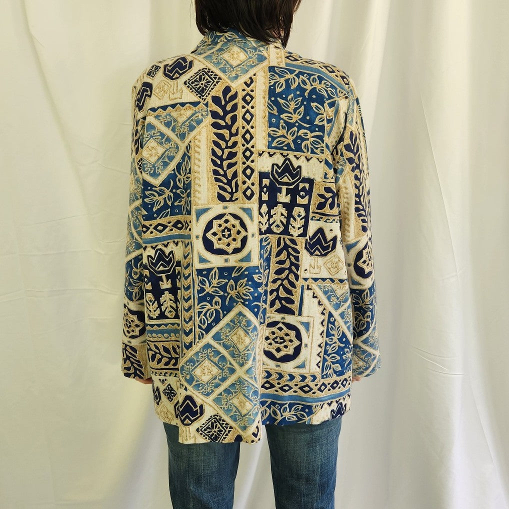 90s Blue and Tan Blazer